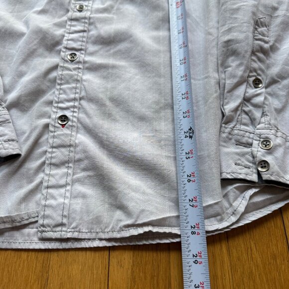 Rock & Republic Size XL Light Gray Plaid Utility Chest Pockets Button-Up Shirt - Picture 8 of 13